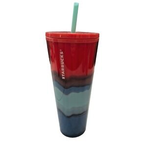 Starbucks 24 oz Red And Blue Ombre Tumbler 2021 Cup Collection
